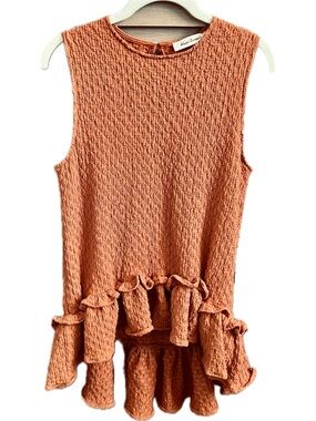 Orange Sleeveless Textured Tunic
